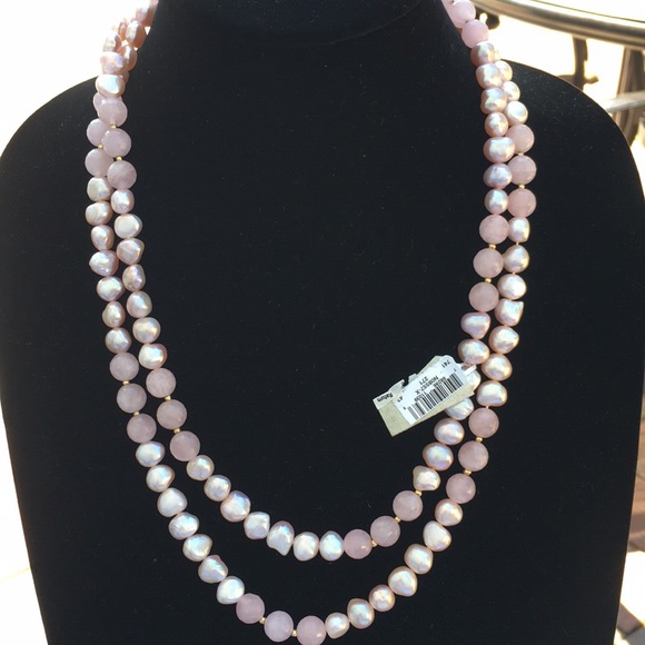 Gorgeous Pink Baroque Pearls Beads Gold Necklace - Picture 3 of 3